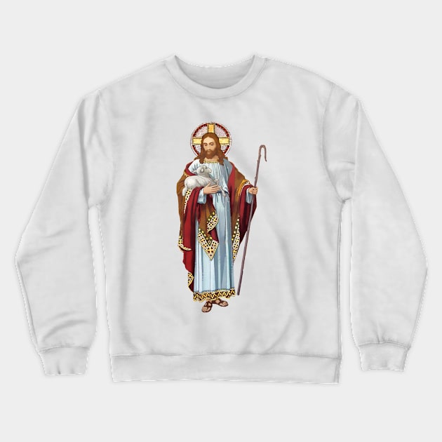 Jesus Christ the Good Shepherd Crewneck Sweatshirt by Marccelus